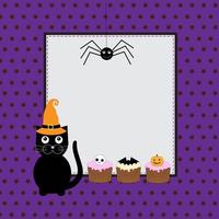 tarjeta de felicitación de halloween con lindo gato negro vector