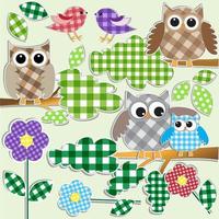 owls and birds in forest vector