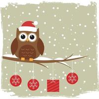 Winter card with cute owl vector