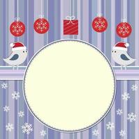 Christmas frame with two cute birds vector