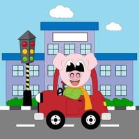 cute pig animal cartoon illustration vector