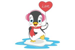 cute penguin animal cartoon illustration vector