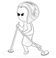 Vector image of a middle-aged woman during training. Nordic walking. Isolated over white background. EPS 10