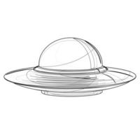 Vector image of an unidentified flying saucer. Isolated over white background. EPS 10. Outline style.