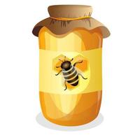 Vector image of a filled jar with amber contents. Cartoon style. EPS 10