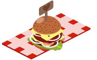 Classic Burger American Cheeseburger Fast Food. Vector illustration