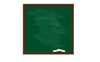 Isolated realistic dark green background and wood frame, rubbed dirty board in chalk. Vector illustration