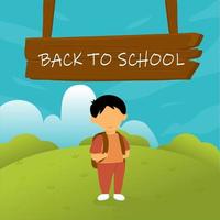 un niño con una mochila. ilustración de regreso a la escuela vector