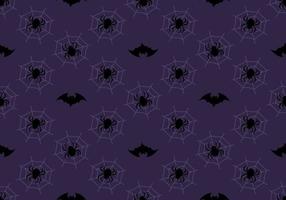Dark pattern with black bats, spiders and web on purple background. Halloween festive autumn decoration. October holiday print for paper printing, textile and design vector