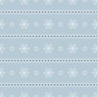 Seamless pattern with white snowflakes and stars on blue background. Festive winter traditional decoration for New Year, Christmas, holidays and design. Ornament of simple line vector