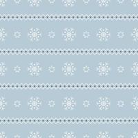 Seamless pattern with white snowflakes and stars on blue background. Festive winter traditional decoration for New Year, Christmas, holidays and design. Ornament of simple line vector