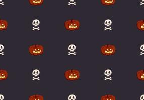 Bright seamless pattern with pumpkins and skulls. Festive autumn decoration for Halloween. Holiday October background for paper print, textile and design vector