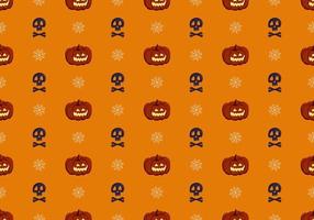 Bright seamless pattern with pumpkins, skulls and spiders web. Festive autumn decoration for Halloween. Holiday October background for paper print, textile and design vector