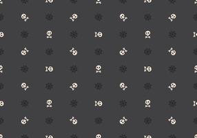 Bright seamless pattern with skulls, crossbones and spider web on dark background. Fashion print for kids party, holiday, halloween, textile and design vector