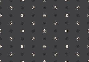 Bright seamless pattern with skulls, crossbones and spider web on dark background. Fashion print for kids party, holiday, halloween, textile and design vector