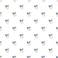 Cute simple seamless pattern with beige apricot and blue leaves. Delicate fruit print for wrapping paper, textiles and design vector