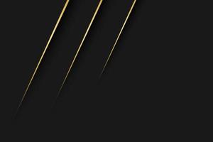 Black abstract modern background with gold lines. Dark corporate design with blank place for your text. Modern vector illustration