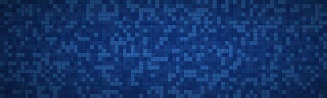 Geometric abstract square header. Blue mosaic look modern vector texture banner. Pixel pattern. Simple metallic illustration background