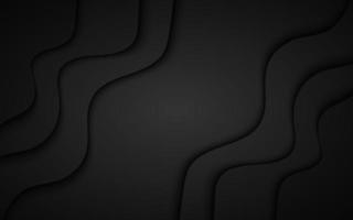 Abstract black background with diagonal waves. Wavy dark paper vector illustration