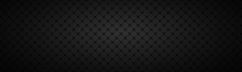 Black abstract header. Vector metal pattern. Simply mosaic banner with evenly stacked crosses