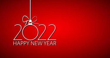 Simple vector illustration of Happy New year 2022. White numbers 2022 on red background