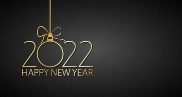 Simple vector illustration of Happy New year 2022. Gold number 2022 on black background