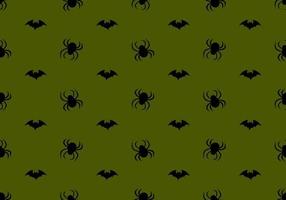 Seamless pattern with spiders and bats on green background. Halloween party decoration. Festive print for paper, textile, holiday and design vector