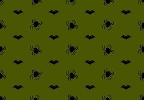 Seamless pattern with spiders and bats on green background. Halloween party decoration. Festive print for paper, textile, holiday and design vector