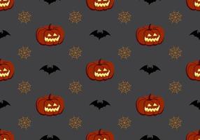 Bright seamless pattern with pumpkins, bats and spiders web. Festive autumn decoration for Halloween. Holiday October background for paper print, textile and design vector