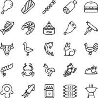 conjunto de iconos de carne - ilustración vectorial. vector