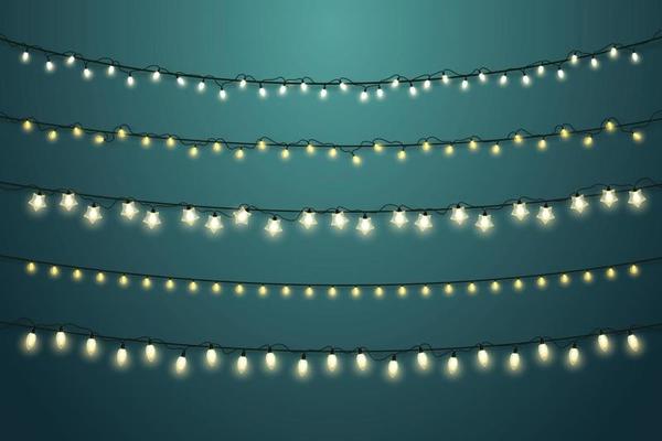 Glowing light bulbs design different forms.