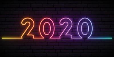 2020 New Year neon banner. vector