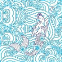 Artistic Mandala Mermaid design vector