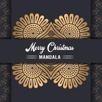 Merry Christmas mandala background with ornamental greetings and happy new year abstract design vector