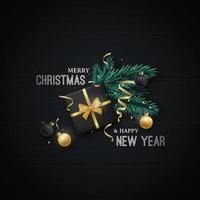 Merry Christmas and Happy New Year greeting card. vector