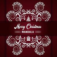 Merry Christmas mandala background with ornamental greetings and happy new year abstract design vector