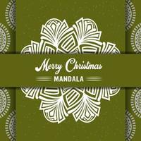 Merry Christmas mandala background with ornamental greetings and happy new year abstract design vector