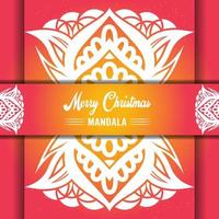 Merry Christmas mandala background with ornamental greetings and happy new year abstract design vector