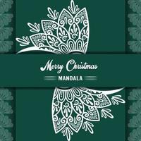 Merry Christmas mandala background with ornamental greetings and happy new year abstract design vector