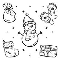Christmas sketch set for coloring vector
