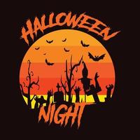 diseño de camiseta de moda de la noche de halloween vector