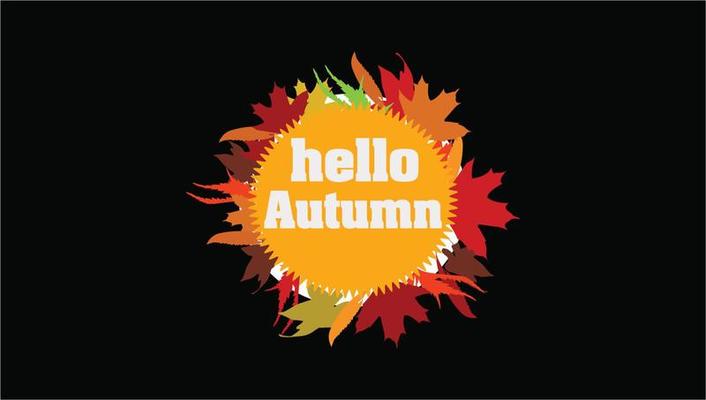 Hello Autumn Round Shape Design With Autumn Leaves