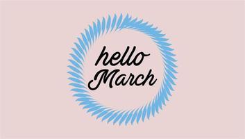 Hello March Month Hand Lettering png With Flowers vector