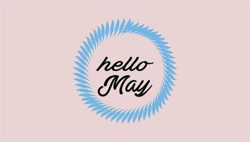 hola mes de mayo hand lettering png con flores vector