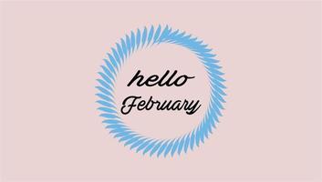 Hello February Month Hand Lettering png With Flowers vector