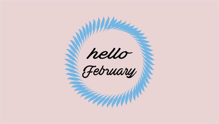 Hello February Month Hand Lettering png With Flowers