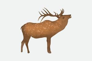 Ilustración de ciervos de acuarela, dibujo a mano aislado del animal del bosque vector