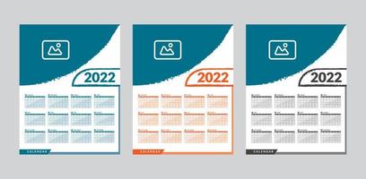 plantilla de calendario mensual para el año 2022. la semana comienza el domingo. calendario de pared vector