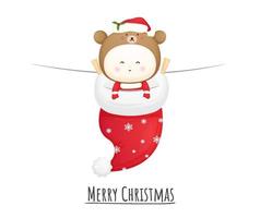 Cute baby santa for merry christmas illustration Premium Vector