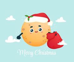 Cute moon carrying a presents sack for christmas holiday Premium Vector